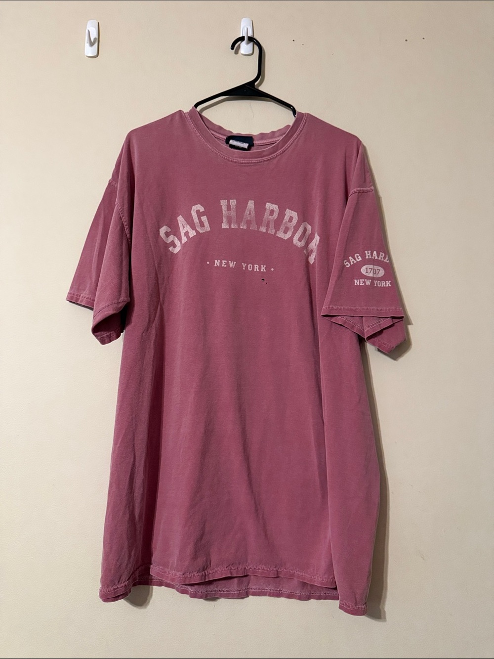 Sag Harbor Mauve Crewneck Tee with White Logo